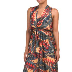 COOLPLES Tropical Printed V- Neck/Sleeveless Maxi Dress Size S